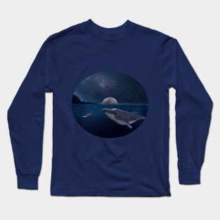 Whale and diving woman Long Sleeve T-Shirt